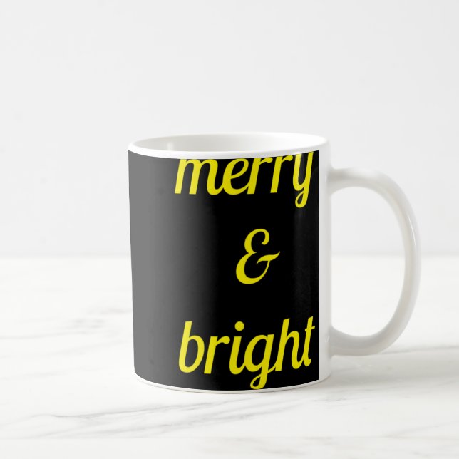 Merry Bright Navy Blue Yellow Gift T Shirt  Coffee Mug (Right)