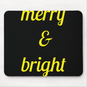 Merry Bright Navy Blue Yellow Gift T Shirt Mouse Mat