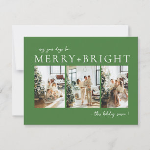 Merry & Bright Neutral Christmas photo  Holiday  Card