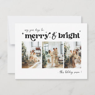 Merry & Bright Neutral Christmas photo  Holiday  Card