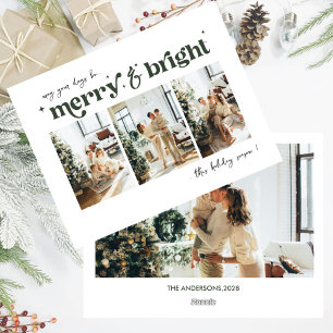 Merry & Bright Neutral Christmas photo  Holiday  Card