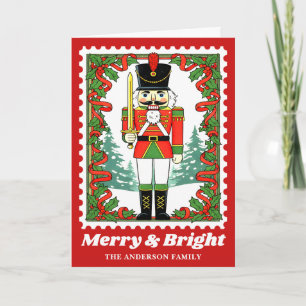 Merry & Bright Nutcracker Christmas Postage Stamp Holiday Card