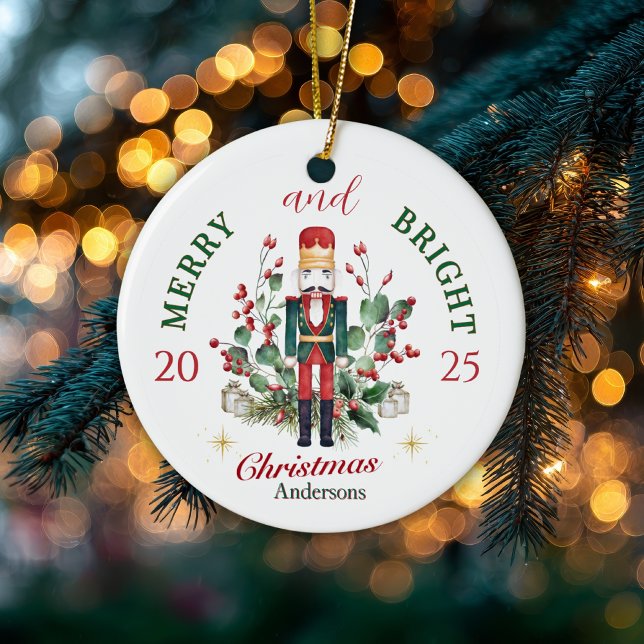 Merry & Bright Nutcracker Solder Holly Berry Ceramic Tree Decoration (Creator Uploaded)