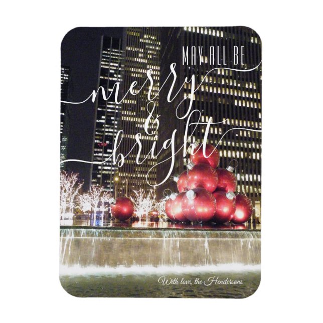 Merry & Bright | NYC Christmas City Lights Photo Magnet (Vertical)