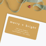 Merry   Bright | Ocher Gold Christmas Address Label<br><div class="desc">Simple, stylish, trendy "merry bright" return address label with modern minimalist typography in white on a rich ochre mustard yellow background. The greeting, name and address can be easily customized for a personal touch. A quirky, unique christmas label to be paired with our complementary range of cards will mean you...</div>