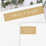 Merry   Bright | Ocher Gold Christmas Address Wrap Around Label<br><div class="desc">Simple, stylish, trendy "merry bright" wrap around label with modern minimalist typography in white on a rich ochre mustard yellow background. The greeting, name, and address can be easily customized for a personal touch. A quirky, unique christmas label to be paired with our complementary range of cards will mean you...</div>