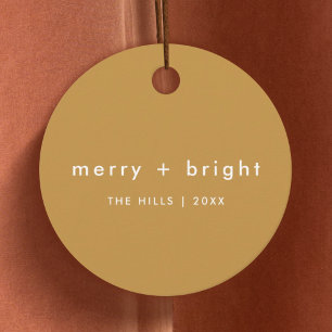 Merry + Bright   Ocher Mustard Gold Christmas Favour Tags