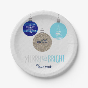 Merry & Bright Ornaments Holiday Christmas Plates