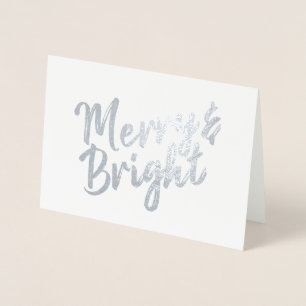 Merry & Bright painted script design Foil Card
