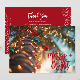 Merry + Bright Palm Tree Business Logo Holiday Card