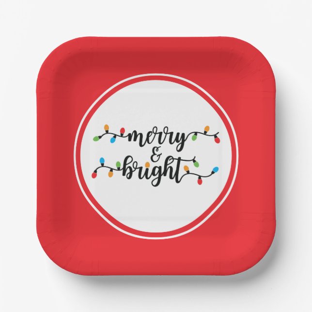 Merry & Bright Paper Plate (Front)