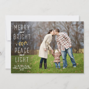 Merry, Bright, Peace, Light Christmas Photo Card