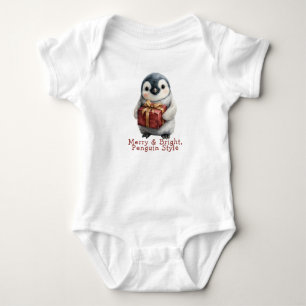 Merry & Bright Penguin Christmas Baby Bodysuit