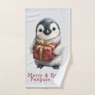 Merry & Bright Penguin Christmas Bath Towel Set