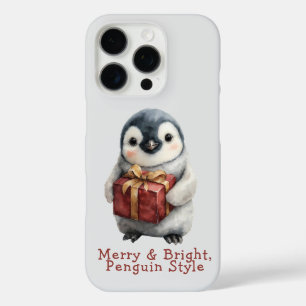 Merry & Bright Penguin Christmas iPhone 16 Pro Case
