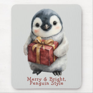 Merry & Bright Penguin Christmas Mouse Mat