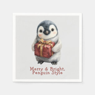 Merry & Bright Penguin Christmas Napkin