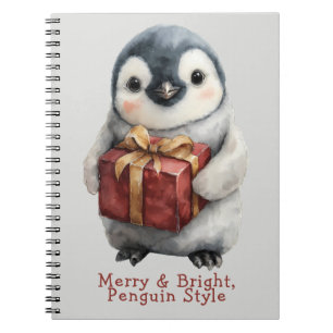 Merry & Bright Penguin Christmas Notebook