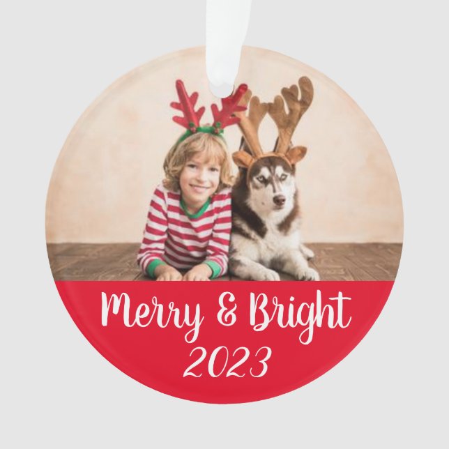 Merry & Bright Personalised Christmas Ornament (Front)