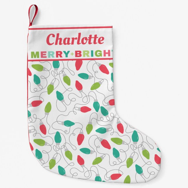 Merry + Bright Personalised Christmas Stocking (Front)