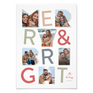 Merry & Bright photo collage design Print
