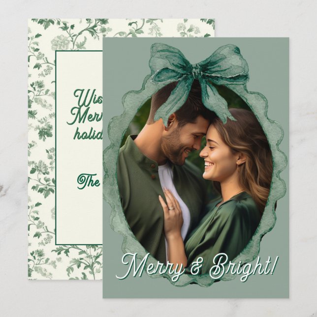 Merry & Bright Photo Holiday Christmas Card (Front/Back)