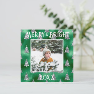 Merry & Bright Photo Metallic Glitter Holiday Card