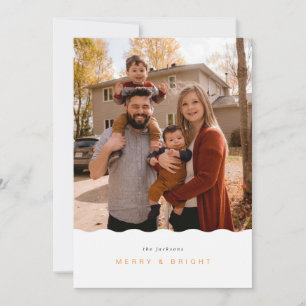 Merry & Bright Photocard with wavy frame Holiday Card