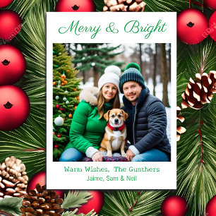 Merry & Bright Picture Personalised Christmas Holiday Card