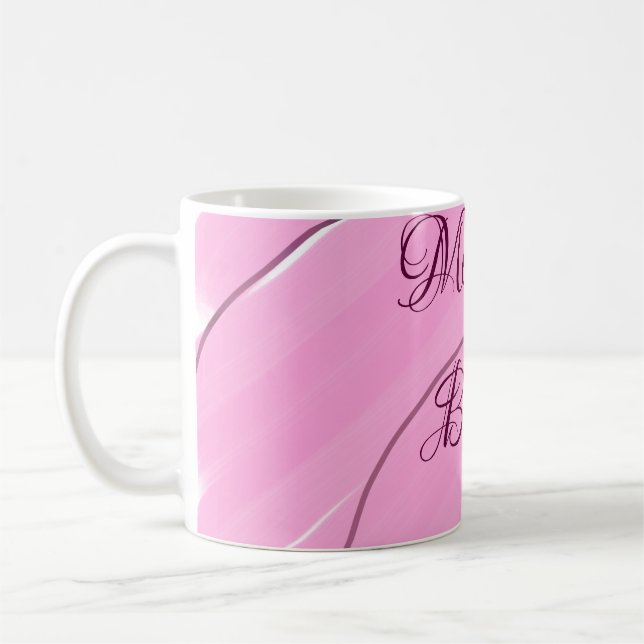 Merry & Bright pink curly doodle design girly mode Coffee Mug (Left)