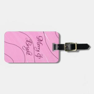 Merry & Bright pink curly doodle design girly mode Luggage Tag