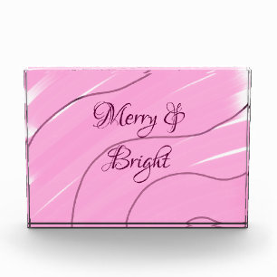 Merry & Bright pink curly doodle design girly mode Photo Block