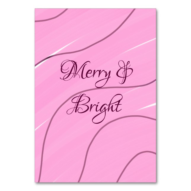 Merry & Bright pink curly doodle design girly mode Table Number (Front)