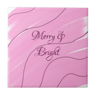 Merry & Bright pink curly doodle design girly mode Tile