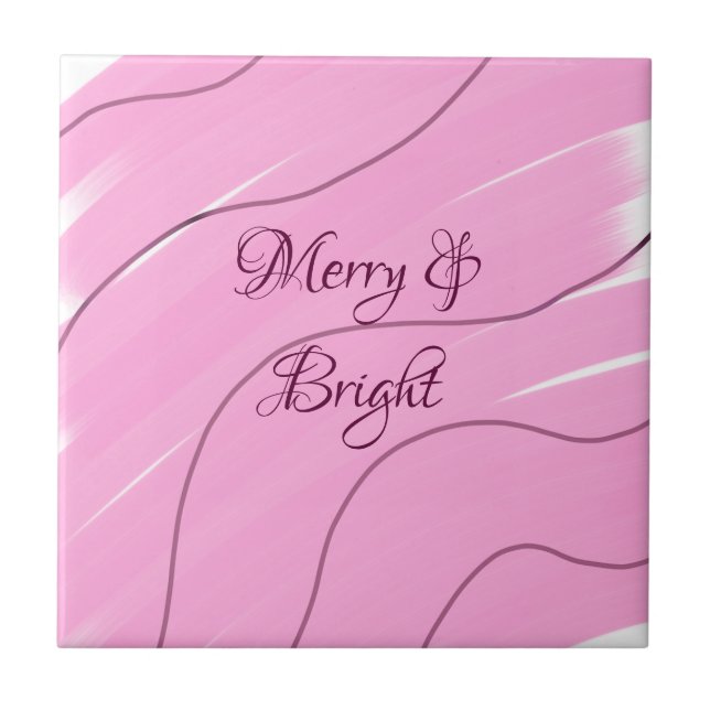 Merry & Bright pink curly doodle design girly mode Tile (Front)