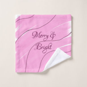 Merry & Bright pink curly doodle design girly mode Wash Cloth
