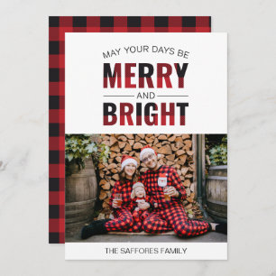 Merry & Bright Plaid Holiday Christmas Photo Card