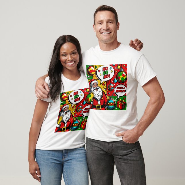 Merry & Bright Pop Art – Bold Christmas T-Shirt (Unisex)