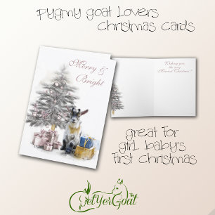Merry & Bright Pygmy Goat Baby Pink Card