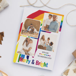 Merry & Bright   Rainbow Hope Photo Christmas Holiday Card