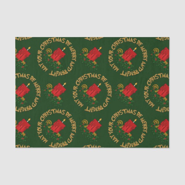Merry-Bright, Red Christmas Candle-TISSUE WRAP Tissue Paper (Front)