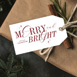 Merry & Bright Red Elegant Script Modern Christmas Gift Tags<br><div class="desc">Modern Merry & Bright holiday gift tag design in festive red and white with elegant calligraphy fonts and elegant design. This fully editable Christmas gift tag design includes space for your name as well as space to handwrite the recipient's name on the back. The perfect finishing touch to your holiday...</div>
