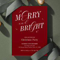 Merry & Bright Red Elegant Script Modern Christmas