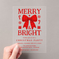 Merry & Bright Red Gingham Bow Christmas Party
