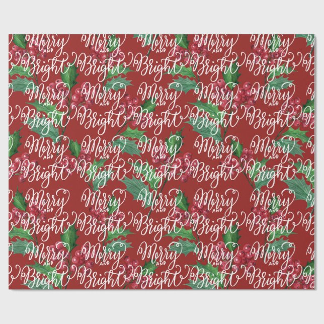 Merry  Bright Red/Green Christmas Wrapping Paper (Flat)