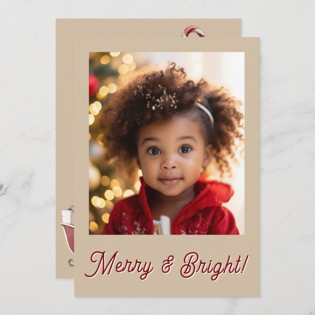 Merry & Bright Red Photo Holiday Christmas (Front/Back)