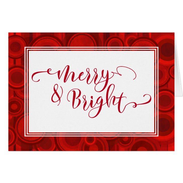 Merry & Bright Red Script w/ Circles & Stripes (Front Horizontal)