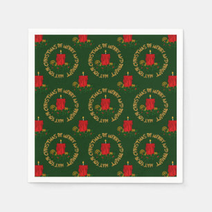 Merry-Bright-Red Xmas Candle- Napkin