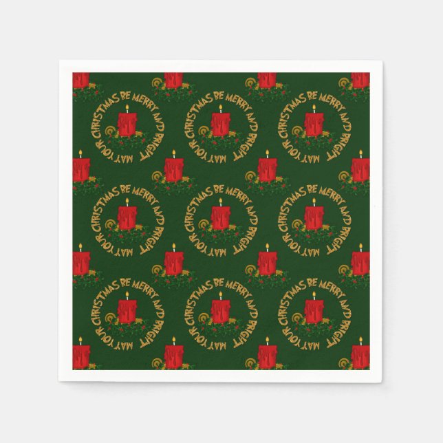 Merry-Bright-Red Xmas Candle- Napkin (Front)