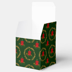Merry-Bright Red Xmas Candle-Sq Favor Box